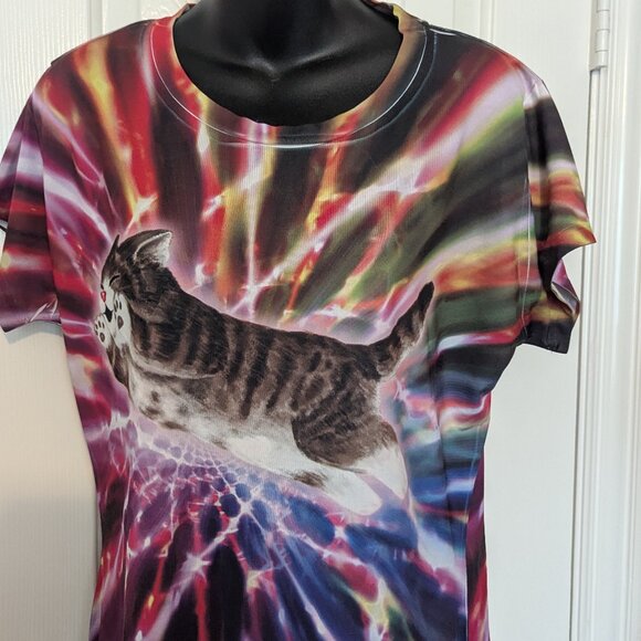 Adorable Cosmic Cat Tee, Women's size Large - Picture 3 of 9